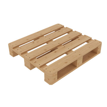 Wooden euro pallet for cargo transportation and storage, warehouse equipment used in logistics, and freight industry product isolated