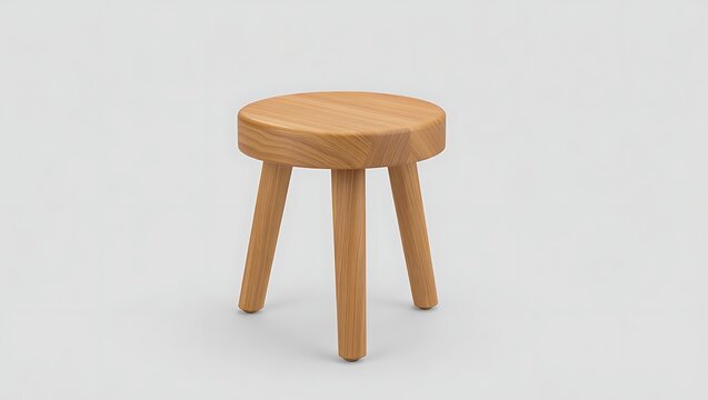 light brown wooden stool with three legs