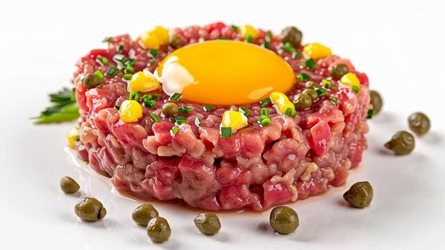steak tartare with egg yolk