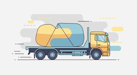 Fototapeta premium Automated Delivery Of Heavy Materials By Truck With Load