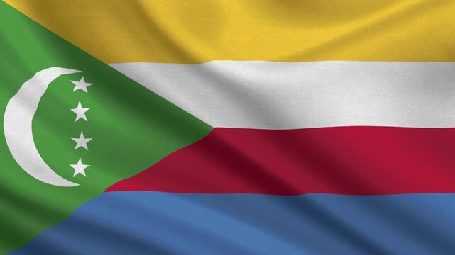 Comoros flag waving looping footage Full 4K (3840 x 2160) Realistic Comoros Flag Looping background. Looping Closeup Full 4K (3840 x 2160) footage. Comoros country flags. September 16