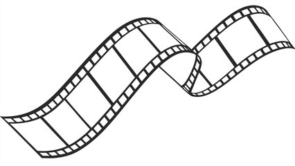 A black and white filmstrip illustration with a dynamic wavy design silhouette high quality professional detailed