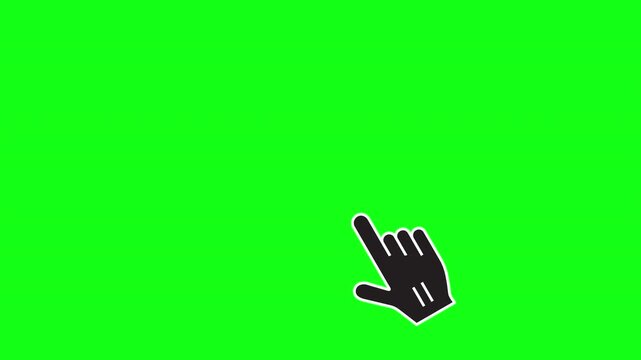 Black finger pointer, computer mouse cursor ui element on green screen. 4k video..
