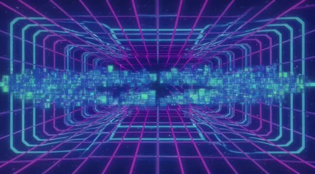 A synthwave theme with smooth looping motion background