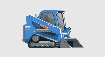 Naklejka premium Blue Compact Track Loader Machine Ready For Work