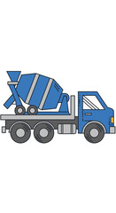 Fototapeta premium Blue Concrete Mixer Truck Illustration For Construction Industry Projects And Concepts