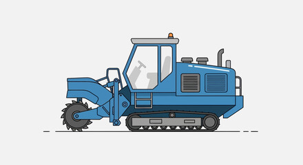 Blue Tracked Trenching Machine With Rotating Cutter Wheel