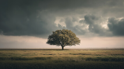 Obraz premium A powerful minimalist nature scene symbolizing solitude, balance, and quiet strength.
