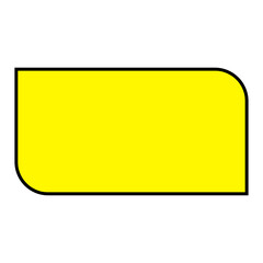 Bright yellow rounded rectangle label with black border on transparent background