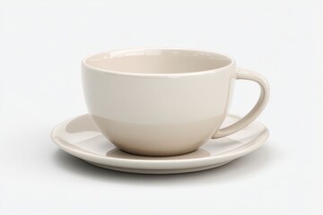 Fototapeta premium Simple Ceramic Elegance: A minimalist, neutral-toned ceramic cup and saucer, evoking a sense of calm and a perfect setting for your favorite beverage.