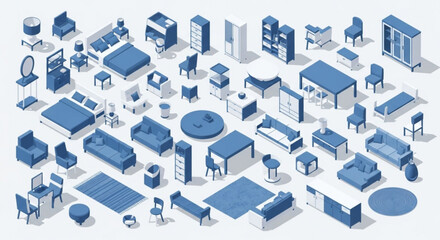 Obraz premium Architectural Isometric Symbols for Professional Space Planning and Layouts