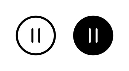 Modern pause icon vector set: outline and filled button symbols for media control