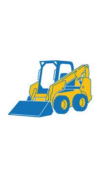 Compact Construction Machine Illustration Modern Industrial Vehicle Art