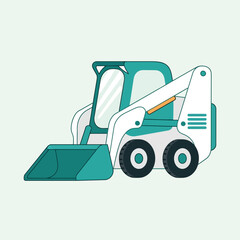 Naklejka premium Compact Construction Machine With Bucket For Earthmoving Operations