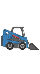 Naklejka premium Compact Blue Skid Steer Loader Machine On White Background