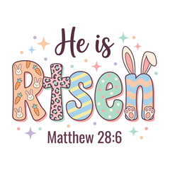 Fototapeta premium He Is Risen Easter Christian Illustration Matthew 28:6