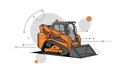 Naklejka premium Compact Construction Vehicle Orange Skid Steer Loader With Bucket