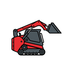 Naklejka premium Compact Construction Vehicle With Bucket Arm Extended Forward