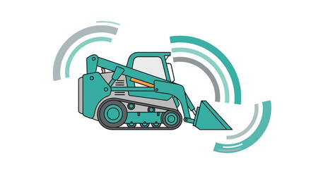 Compact Construction Vehicle With Signal Waves Graphic Element