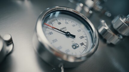 Close-up of Thermometer in Mash with Tech-Clean Aesthetic and Neutral Tones