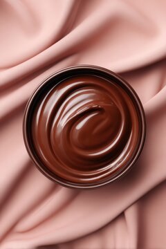 Isolated Bowl of Liquid Chocolate with Soft Rim Lighting on Seamless Background