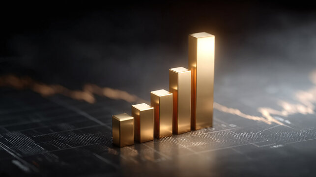 gold price concept of bar chart with bar graph
