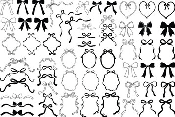 Fototapeta premium Coquette Ribbon Bow Vector Bundle 