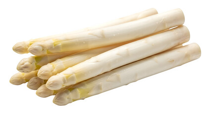 Fresh ripe white asparagus in bunch, isolated on white or transparent background. PNG