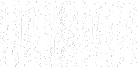 Realistic transparent water droplets, drops, water-drop, raindrop on wet clear window glass surface with crystal clarity dripping, fresh liquid texture, dripped for design