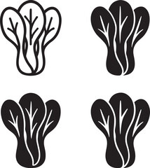Obraz premium Isolated bok choy icon, bok choy cabbage silhouette, bok choy leafy vegetable, asian green vegetable food, healthy cooking ingredient, organic kitchen produce, natural leafy vegetable vector