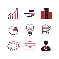 Business and finance icon set collection vector for ui documents websites. Business Growth Icons. Outline icon set of small business