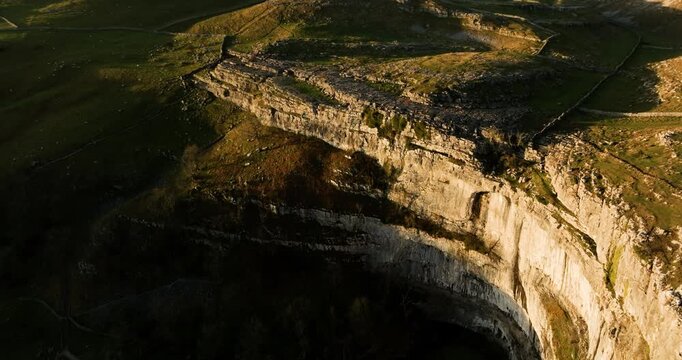 Aerial shot of Malham Cove