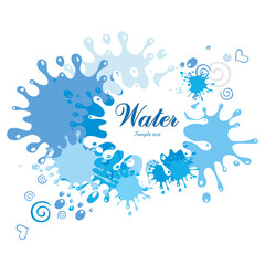 Abstract blue background. Water blots and splashes. Water Icon.  water frames. Vector illustration