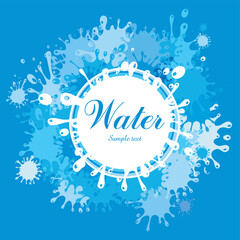 Abstract blue background. Water blots and splashes. Water Icon. Vector illustration