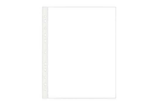 Transparent punched pocket sheet protector for document organization