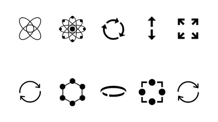 Fototapeta premium A collection of black and white icons representing science and recycling concepts