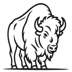 Fototapeta premium Bison silhouette illustration representing american prairie wildlife nature national park symbol majestic buffalo animal drawing wilderness spirit native culture outdoor adventure icon art