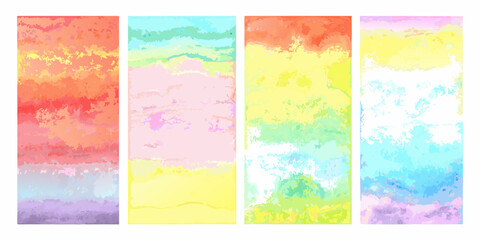 Naklejka premium Abstract watercolor backgrounds in vibrant shades of red yellow and blue