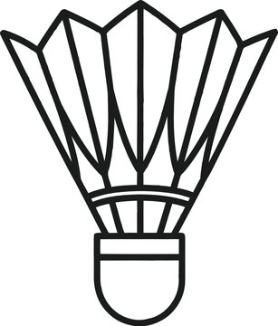 Vector  illustration of Minimalist badminton shuttlecock line art icon isolated on transparent background