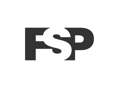 FSP logo design. Initial letter F S P bold font style for tech startups, consulting, corporate branding. Creative company name, headlines typography identity, trendy logotype.