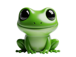 Fototapeta premium Green frog cartoon character isolated on transparent background