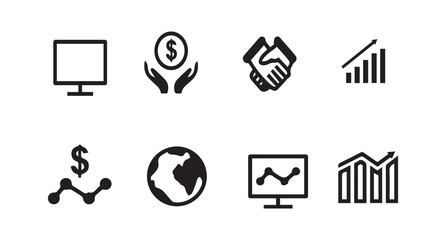 Business and finance icon set collection vector for ui documents websites. Business Growth Icons. Outline icon set of small business