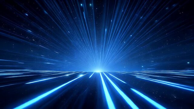 Futuristic light speed lines in digital space horizon
