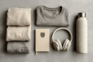 Morning wellness routine flatlay home lifestyle content minimalistic environment top view mindfulness concept