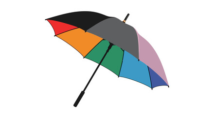 Obraz premium Vibrant multicolored umbrella illustration on a white background from a tilted viewpoint