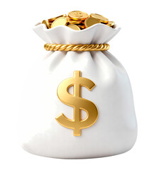 Money Bag With Gold Coins 3D Illustration