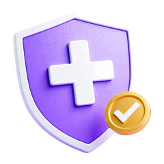 Medical Shield with Verified Check Coin Icon