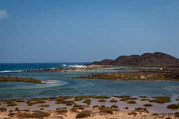 Las lagunitas Small lagoons on the island of Lobos - protected natural area, Canary Islands