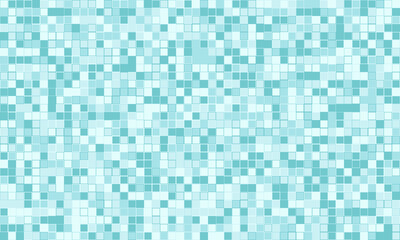 Fototapeta premium Abstract mosaic tile pattern. Cool, calming aqua blue shades create a serene, pixelated texture perfect for backgrounds, websites, or modern design projects.