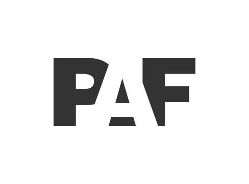 PAF logo design. Initial letter P A F bold font style for tech startups, consulting, corporate branding. Creative company name, headlines typography identity, trendy logotype.